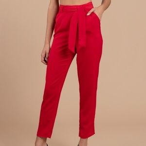 TOBI RED TAPERED PANTS